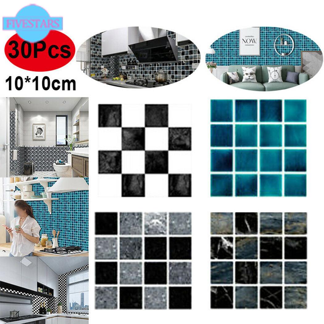 10//30X Kitchen Tile Stickers Bathroom Mosaic Sticker Wall Decors Self-adhesive f