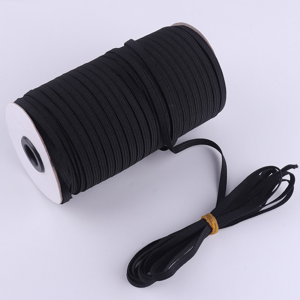 Black, 3mm 10M Flat Elastic Band for Mask SlickMart Braided Stretch Strap Cord Roll Heavy Stretch Elastic Band Round Ear Tie Earloop Strap for Sewing DIY Arts Crafting 