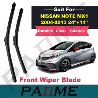 ReadyStock 2pcs Universal U Type Front Wiper Blades For NISSAN NOTE MK1 2004-2013 24”+14” Windshield Windscreen Front Window car wiper silicone YC102016-24/14