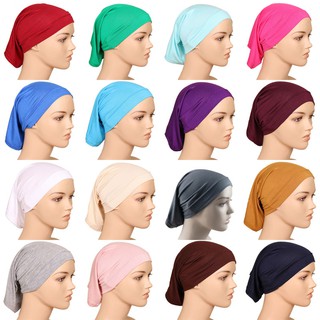 Image of Jifang Hijab Inner Plain Mercerized Cotton Muslim Underscarf Head Cover Cap Free Size 20 Colors WJ283