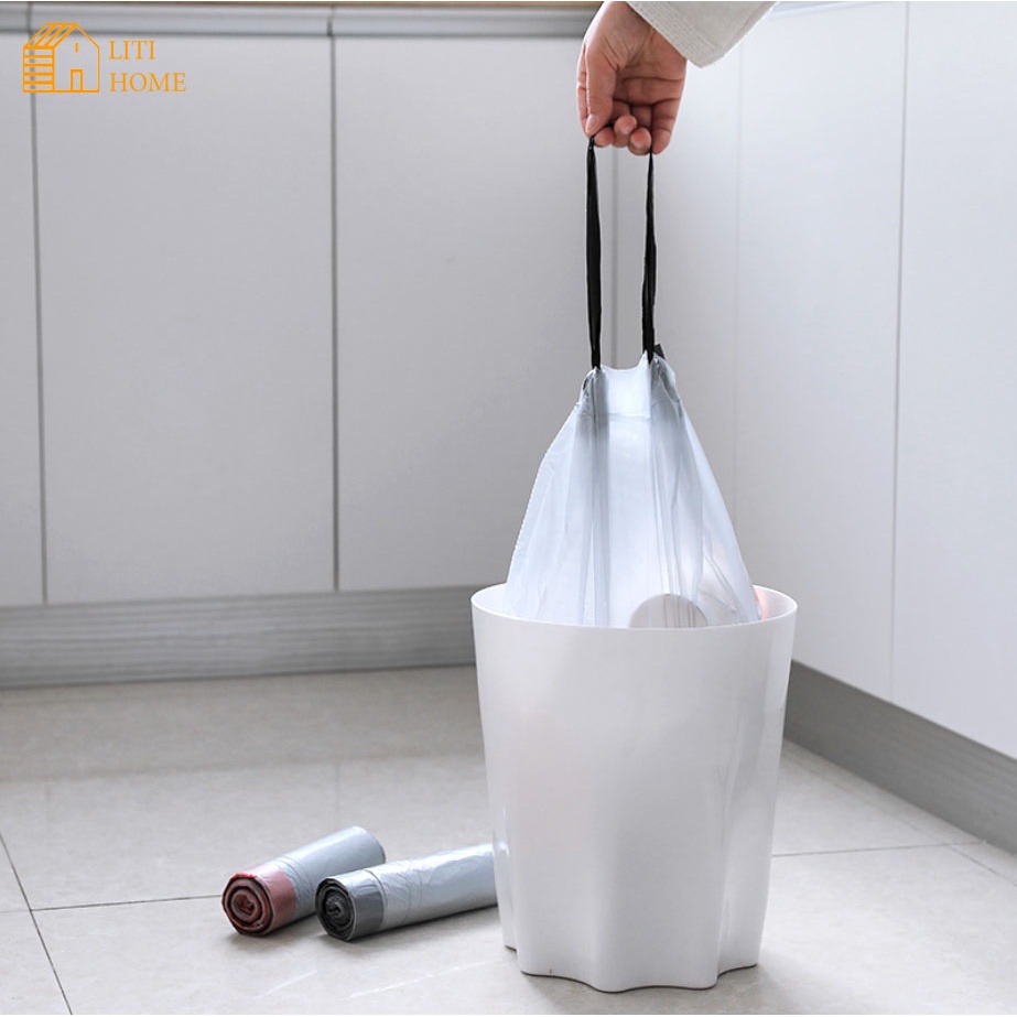Set Of 30 Trash Bags With Drawstring Size 45 * 50cm, SelfBiodegradable