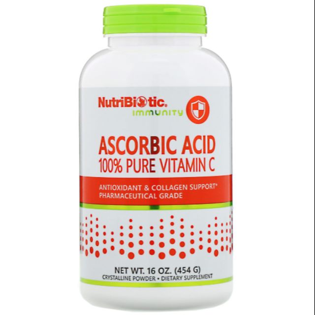 Big Bottle 454g NutriBiotic Immunity Ascorbic Acid 100% Pure Vitamin C