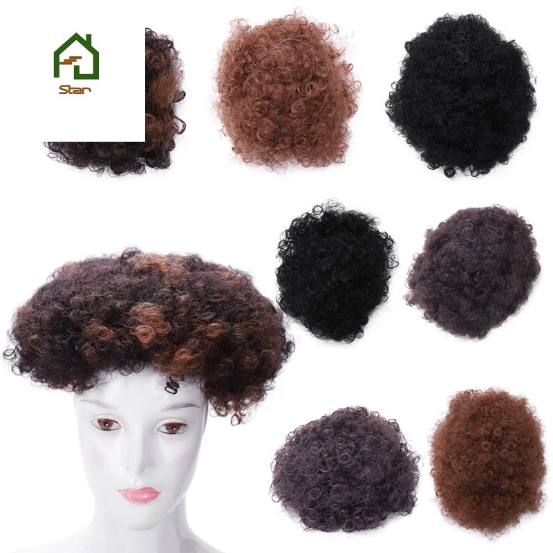 Short Afro Kinky Curly Ponytail Drawstring High Puff Afro Curly