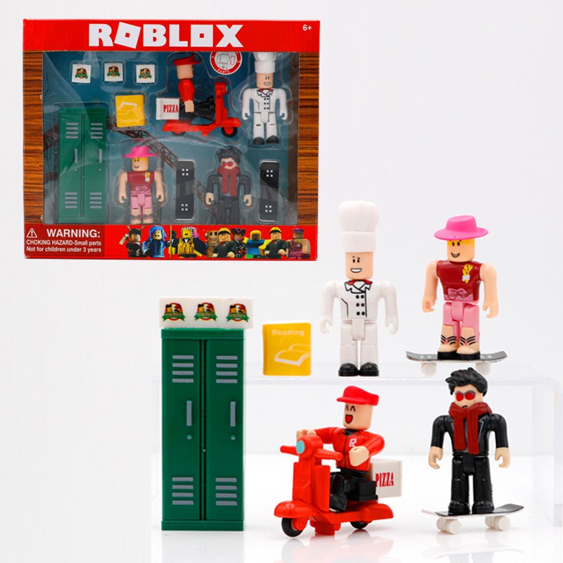 4pcs Set Roblox Game Action Figure Blocks Dolls Virtual World Virtual High School Toy With Accessories Kids Gift Shopee Singapore - roblox okuldan kaçış