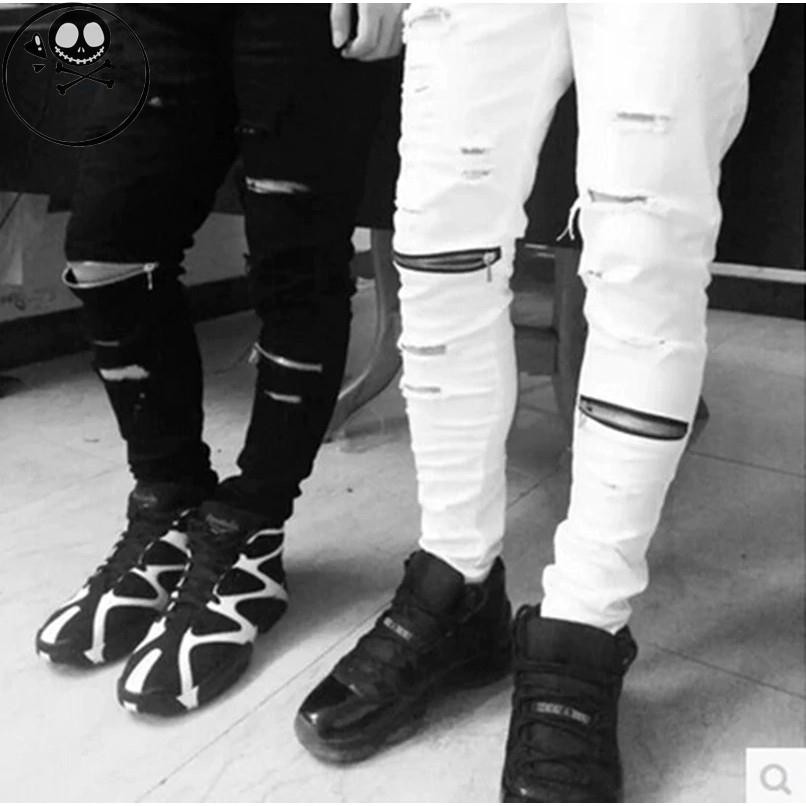 men's white super skinny ripped jeans