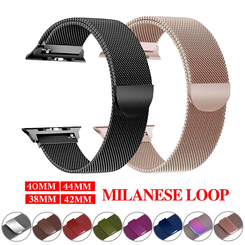 Strap Apple Watch Se 6 5 4 3 2 1 Milanese Loop Watchband Stainless Steel Bracelet 38mm 40mm 42mm 44mm Iwatch Band Shopee Singapore