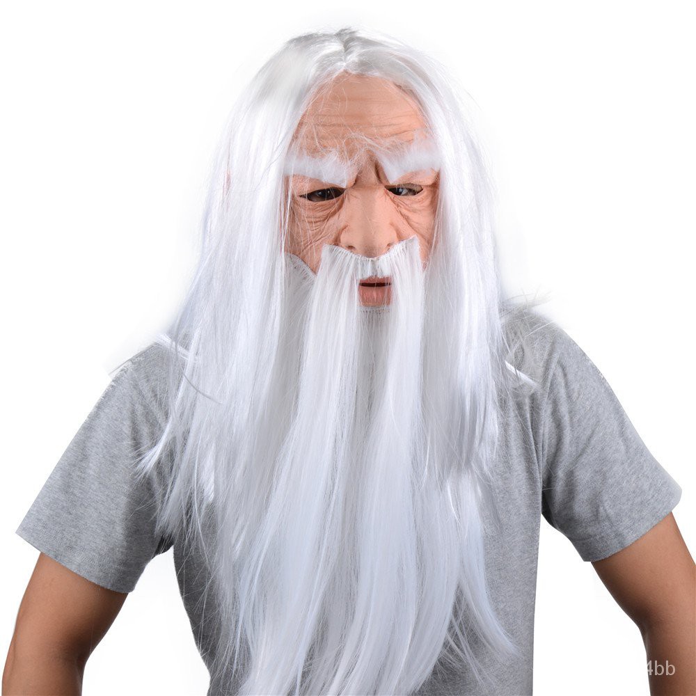 Christmas Old Man Long White Beard Witch Cosplay Mask Adult Latex Costume  Headgear One Size N7R0 | Shopee Singapore