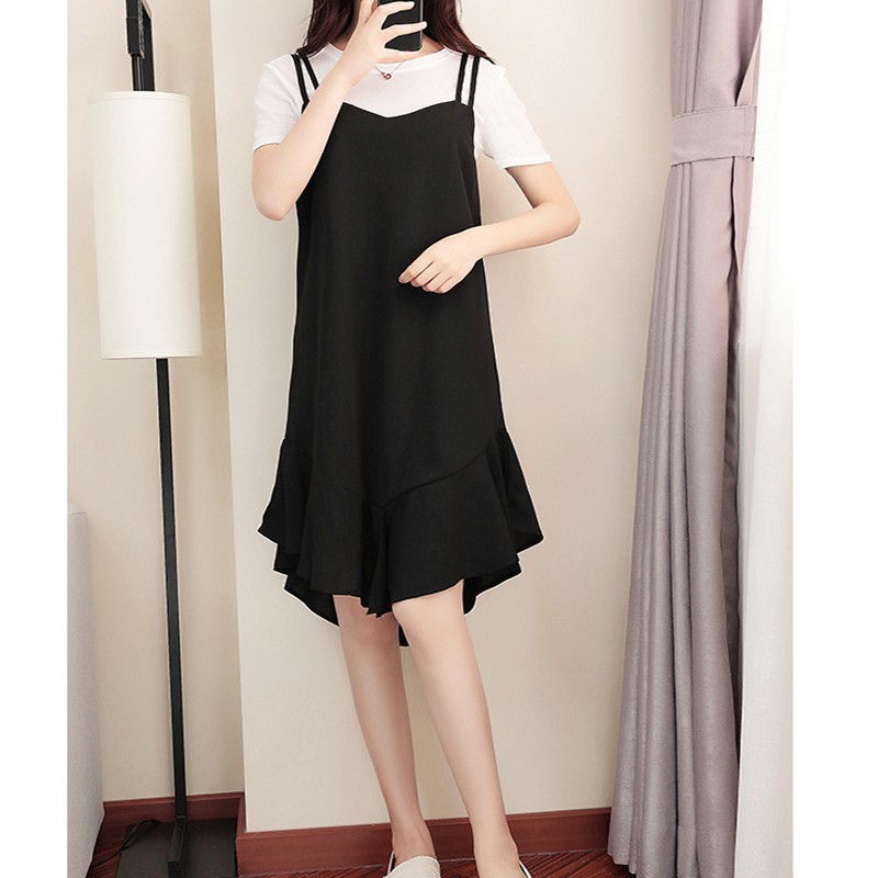 loose black slip dress