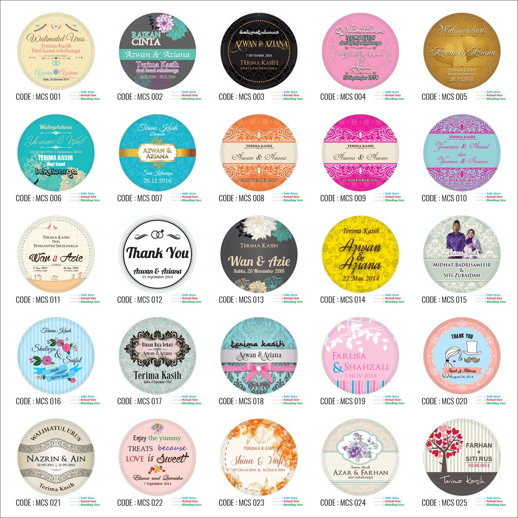 100pcs STICKER  DOORGIFT KAHWIN LABEL STICKER  Sticker  