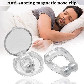 Image of Magnetic Anti Snoring Device Silicone Nose Clip Tray Sleeping Aid Guard Night Device With Case