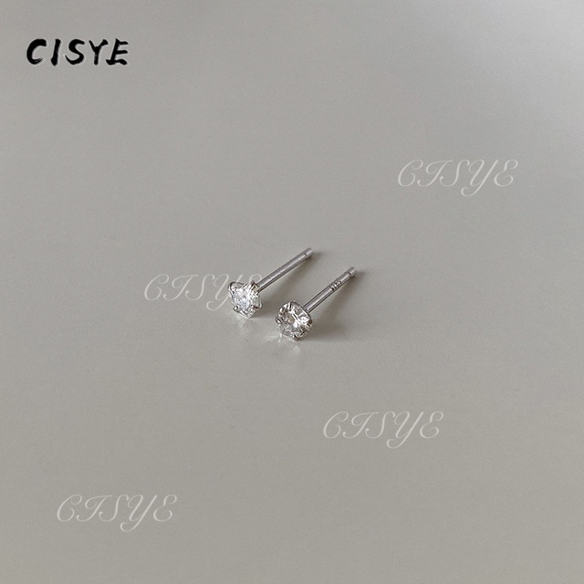 Image of Korea Earrings Zirconium Diamond Stud Earrings Claw Diamond Crystal Gem Ear Stud For Unisex #5