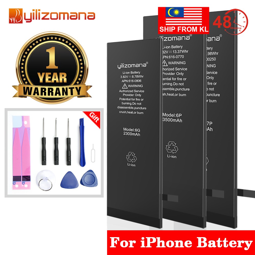 Kl Stock Yilizomana Phone Battery For Iphone 6 6s Plus 7 8 Plus X Replacement Iphone Batteries For Iphone6 Free Tools Shopee Singapore
