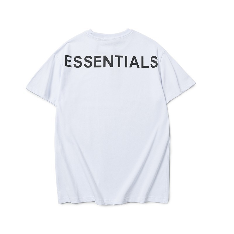 GQSOP FEAR OF GOD Essentials Three-dimensional Letter Short-sleeved T-shirt FOG Loose Round Neck Couple Bottoming Shirt apricot-S