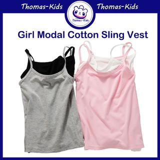[THOMAS KIDS] 3-16Y Kids Girl Modal Cotton Comfortable Singlet Sun Top Students Teenange Solid Color Tank Top Clothes