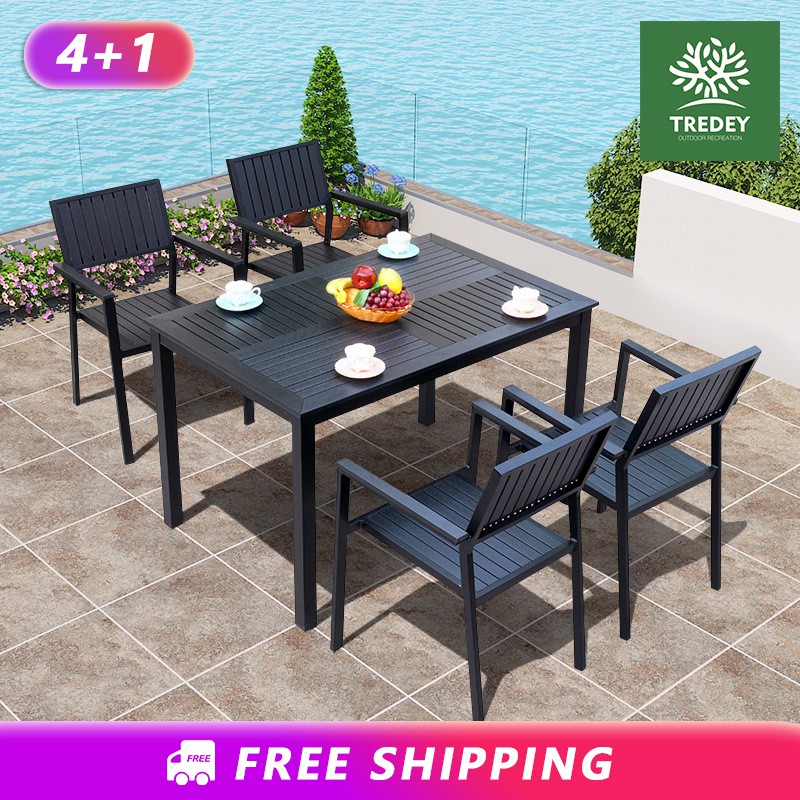 Tredey Outdoor Furniture Plastic Wooden, Patio Furniture Seating For 6