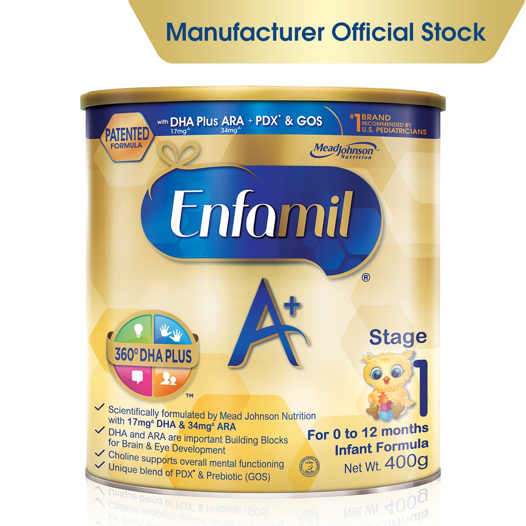 Enfamil A+ Stage 1 Infant Formula Baby Milk Powder 360DHA+ (012M) 400g Shopee Singapore