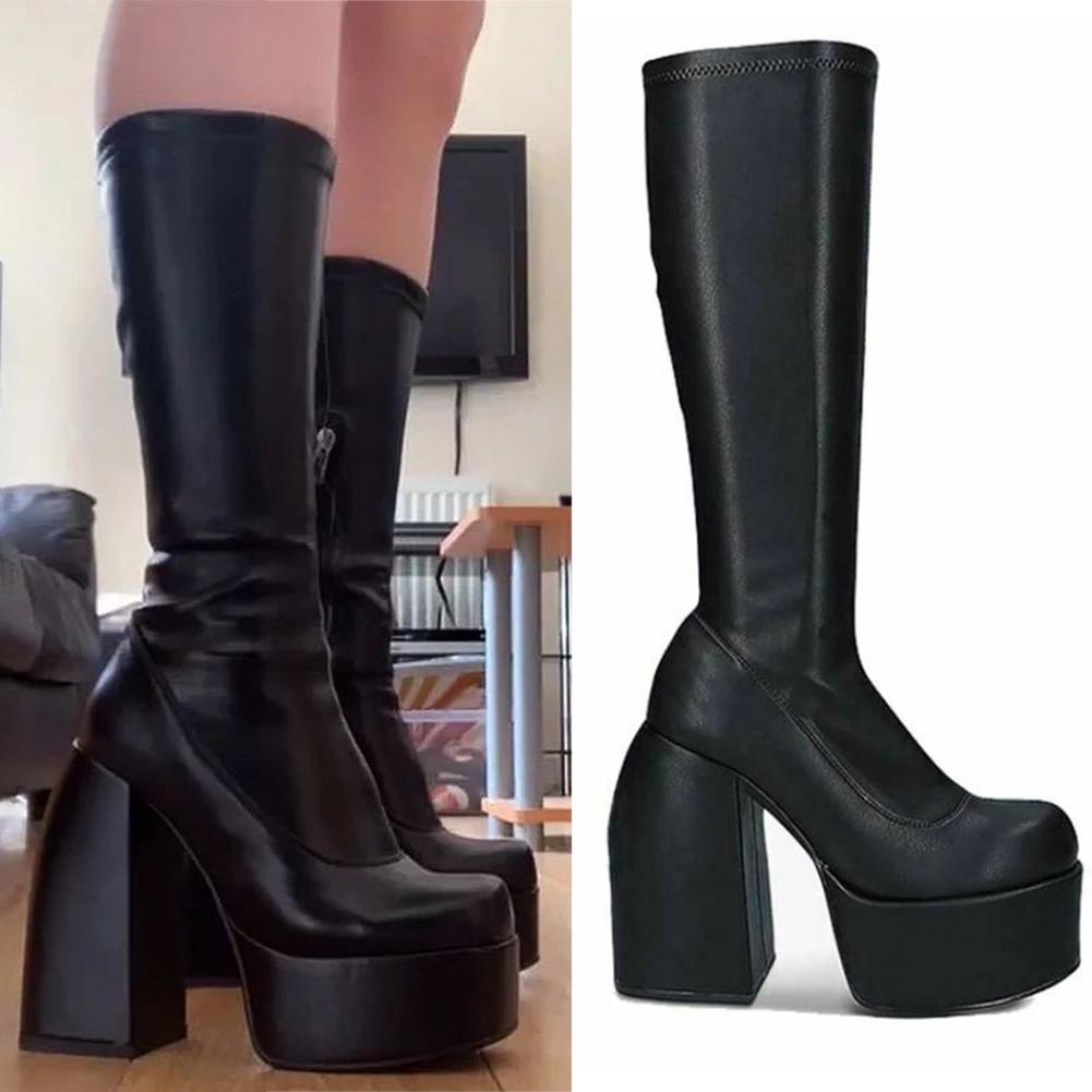 black boots with platform heels