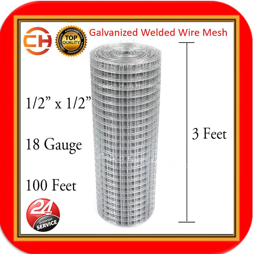 1 2 X1 2 X 19g X 3 X 50 Galvanized Welded Wire Mesh Fence Mesh Roll Garden Plant Supports Poultry Brc Netting Shopee Singapore