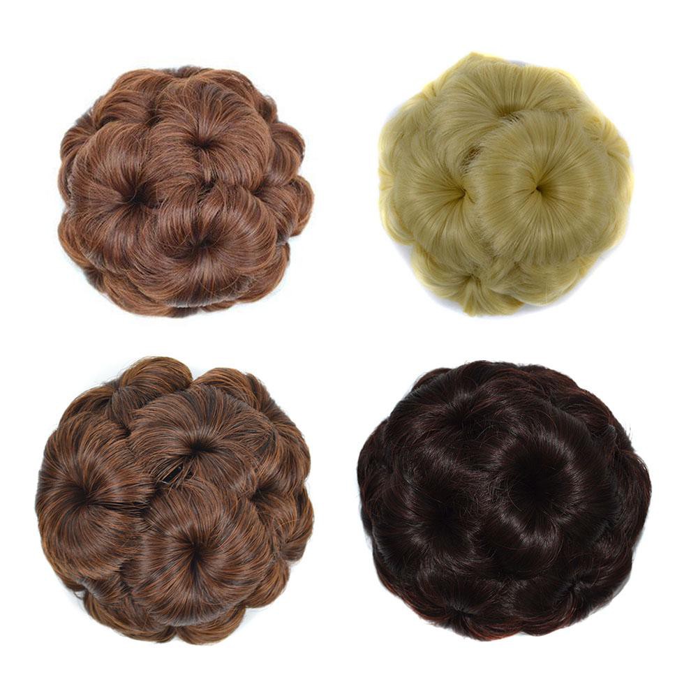 Women Braided Clip In Synthetic Hair Bun Chignon Donut Roller