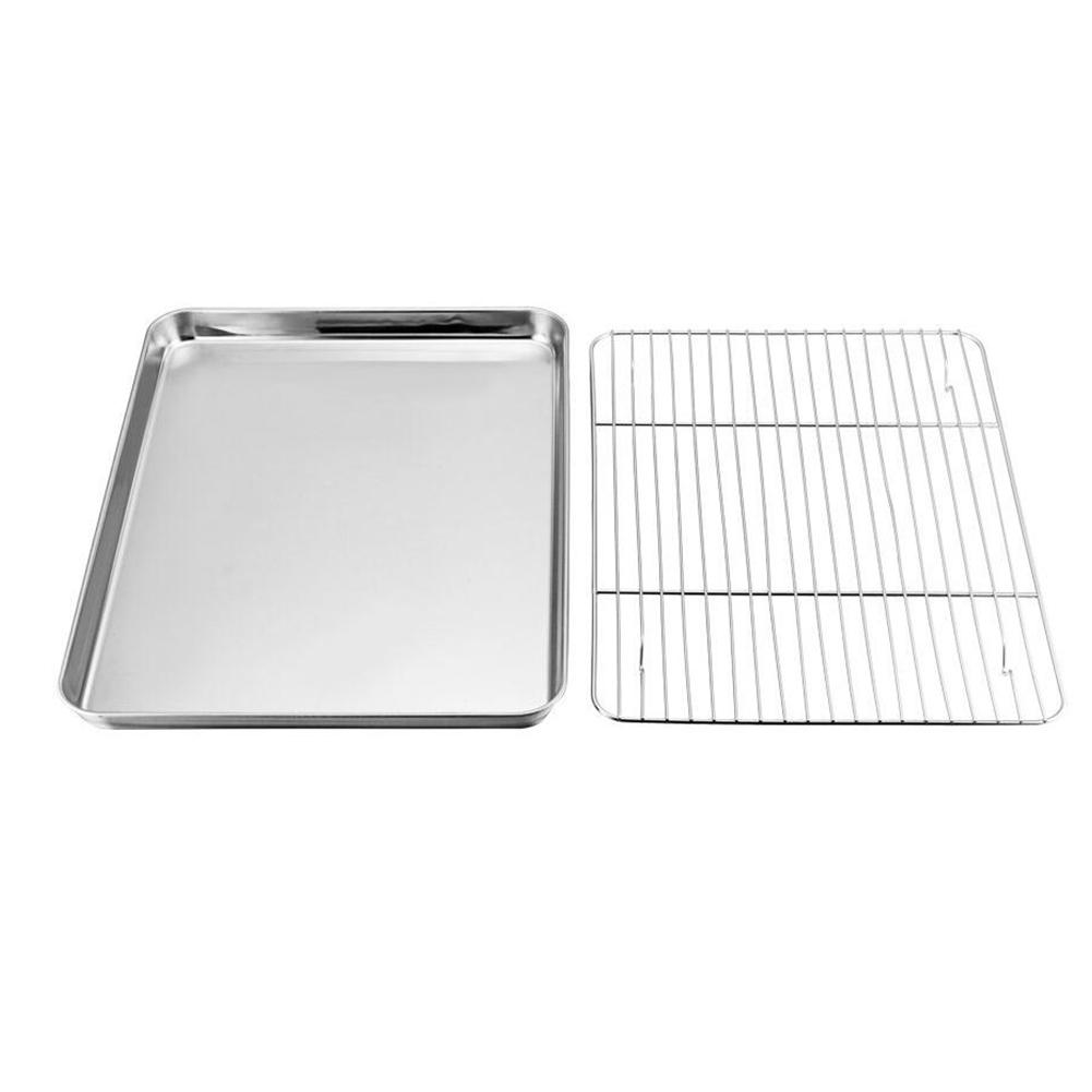 new-toaster-oven-tray-and-cooling-rack-set-stainless-steel-oil-drain