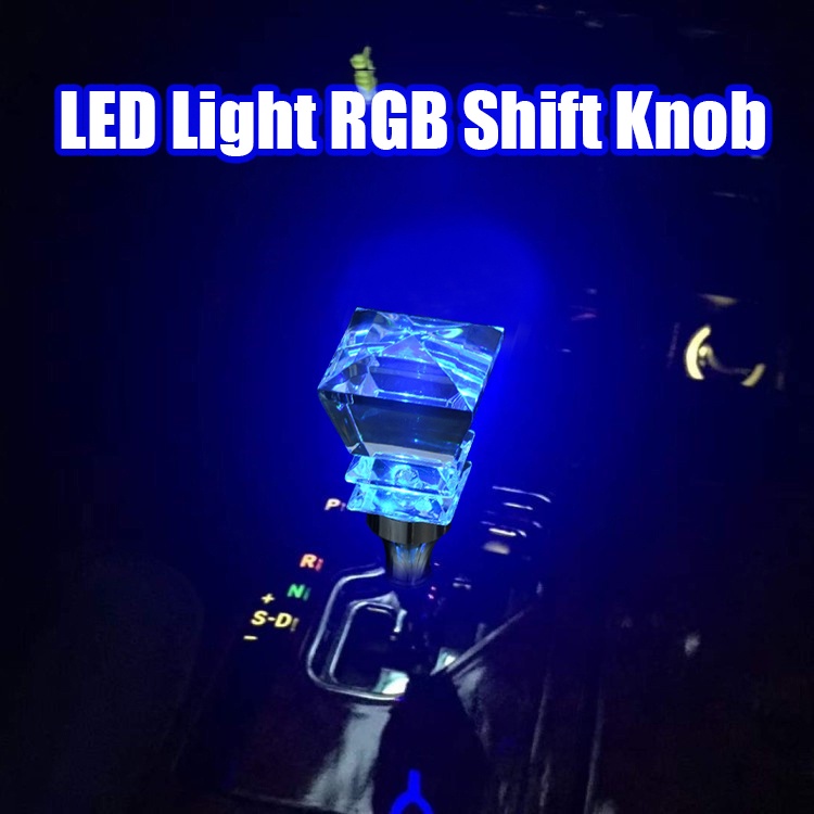 RGB LED Light Gear Shift Knob Transparent Acrylic Crystal Diamond Clear Auto Lever Shifter Gear
