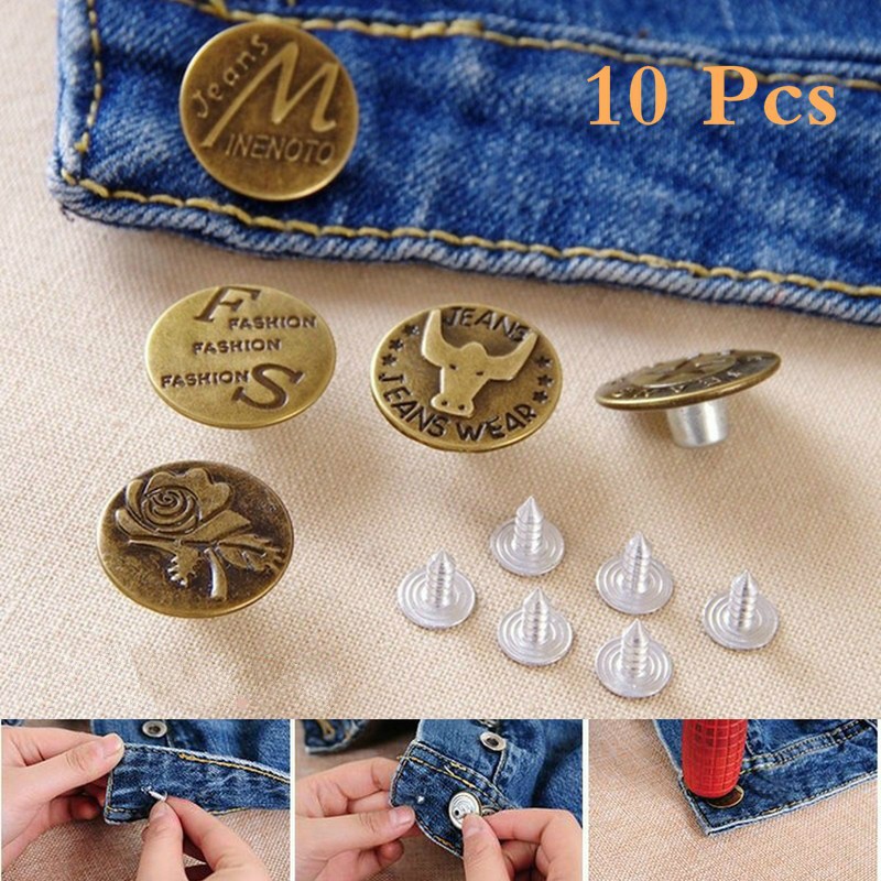 10 Pcs Metal Button Jean Buttons For Jeans Mixed Button Clothing Accessories Shopee Singapore