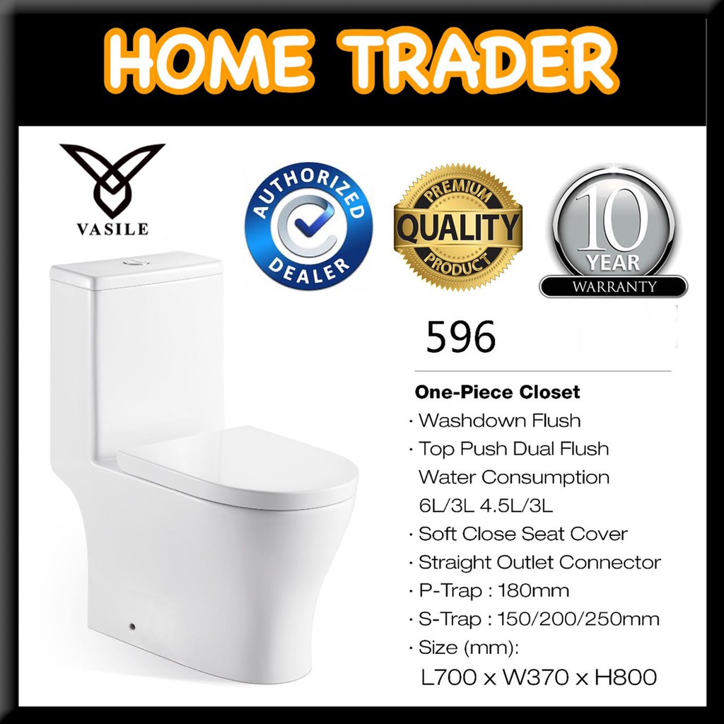 596 Vasile Toilet Closet 10 Year Warranty One Piece Design Rimless Technology Shopee Singapore