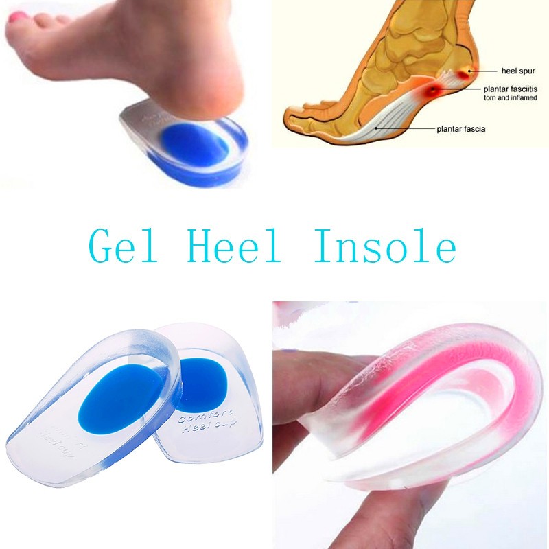 Fast Heel Pain Relief Heel Support Insoles Plantar Gel FascIItis Pad Cushio P3E2 