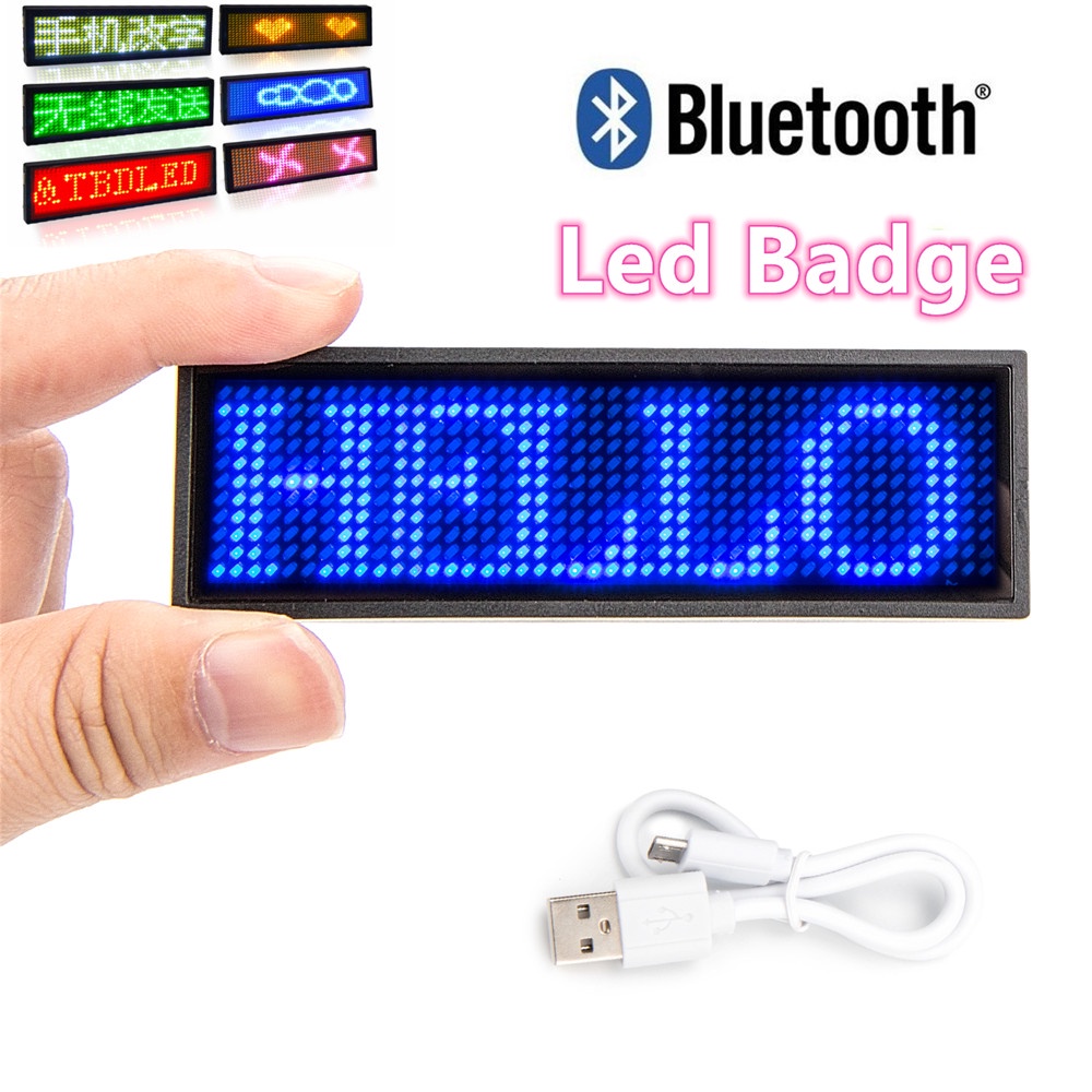 Rechargeable Bluetooth Digital LED Badge DIY Programmable Scrolling