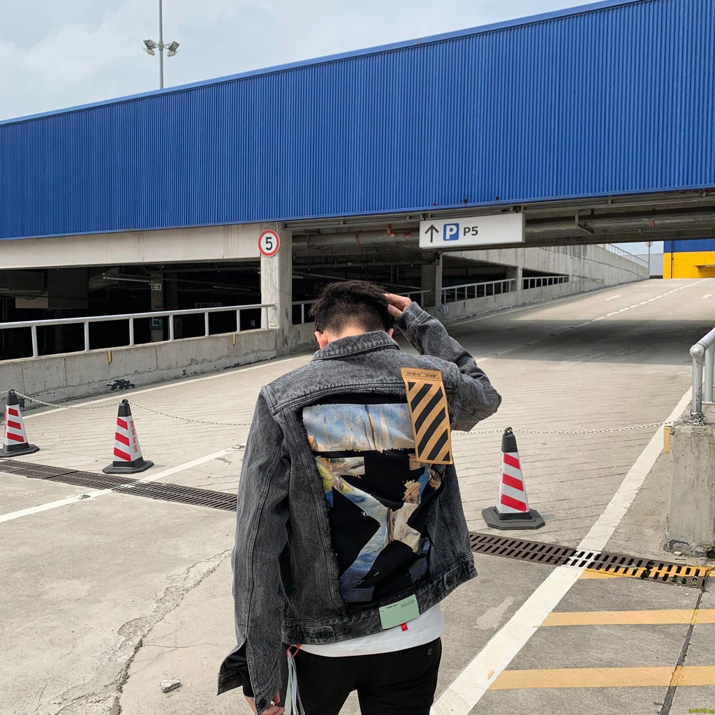off white oil painting denim jacket
