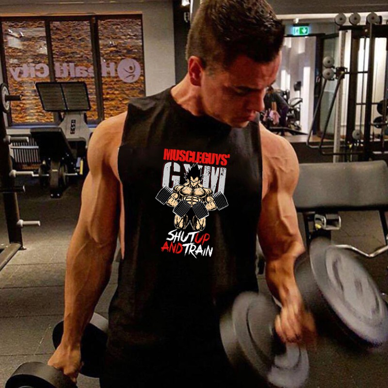 Mens Cotton Vest Elastic Singlets Gym Wear Basketball Training Wear