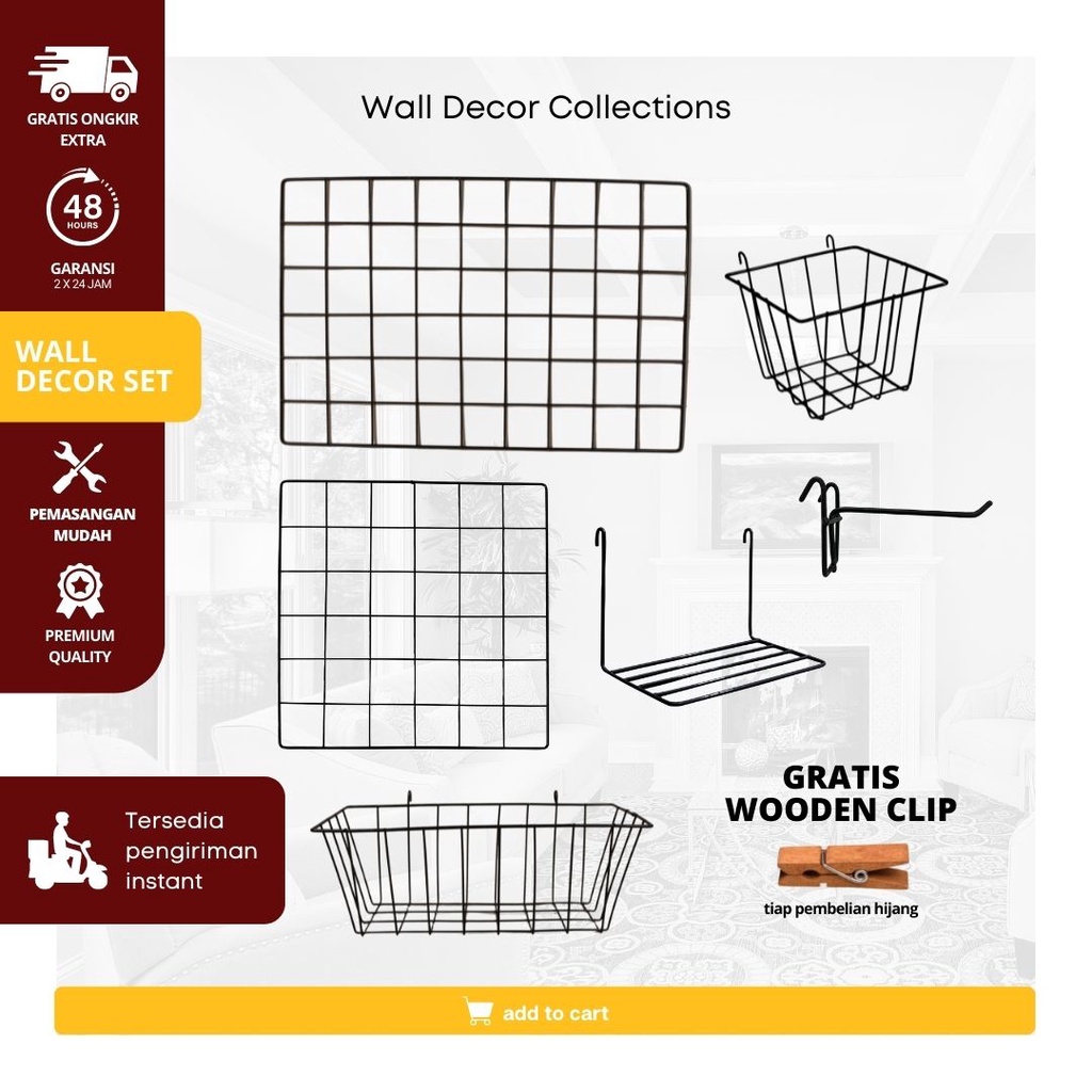 Wall grid hijang wall Decoration 52x35, 35 X 35 X 35 Rack wire grid