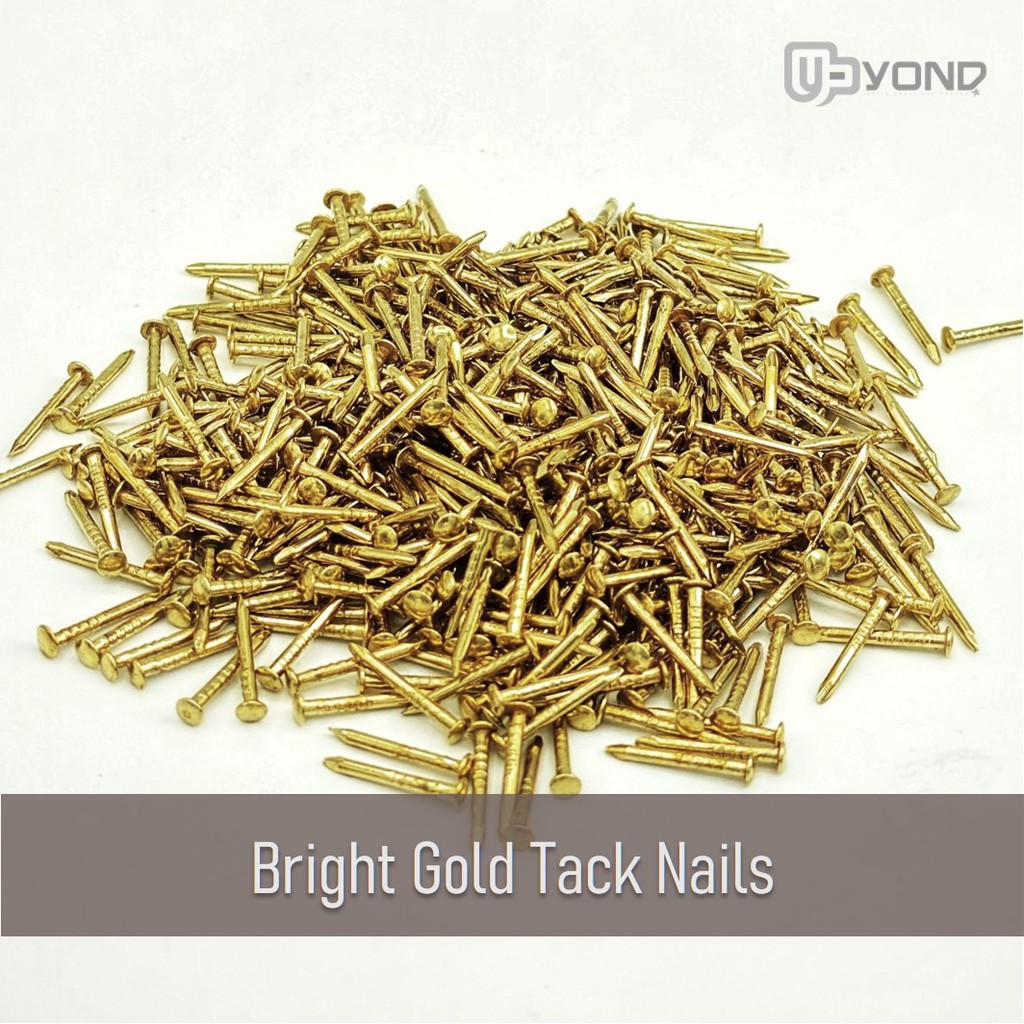 Gold or Copper Colour Tack Nails, Brads, Escutcheon Pins, Tiny Nails 10mm G18 (1mm shank) Round