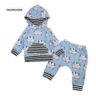 Califashion Cute Tiger Stripe Baby Boys Clothes Long Sleeve Hoodie Pants Outfit Set - tiger costume top roblox