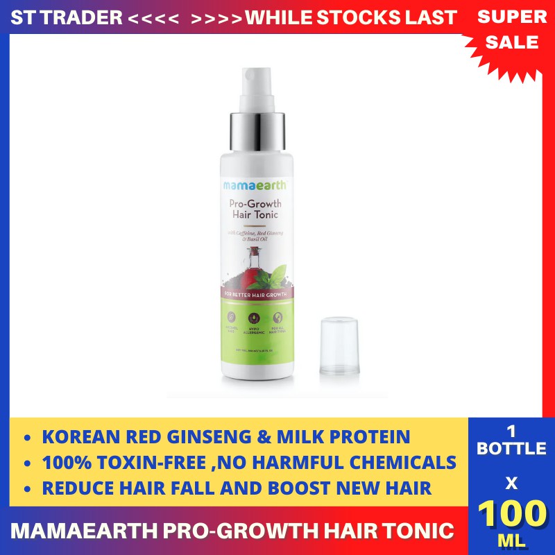 MamaEarth Pro Growth Hair Tonic With Caffeine, Red Ginseng & Basil Oil,  100ml For Better Hair Growth | Shopee Singapore