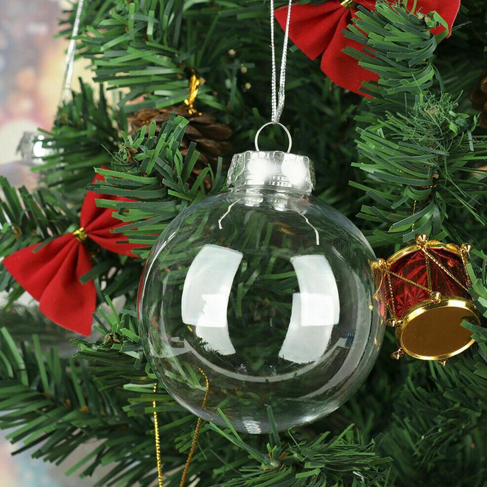 10PCS Clear Ball Sphere Empty Fillable Christmas Tree Hanging Ornament Baubles 