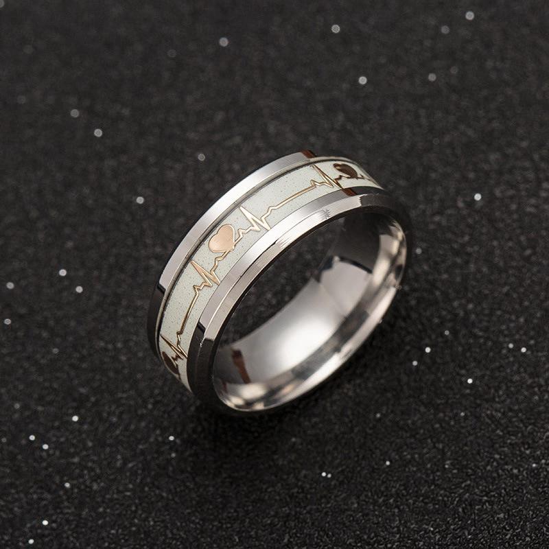 Luminous ECG Ring Stainless Steel Ring Promise Heartbeat