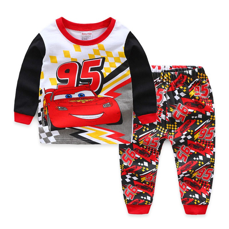 Toddler Baby Boys Girl Long Sleeve Car Print Tops+Pants Pajamas Sleepwear Outfit 