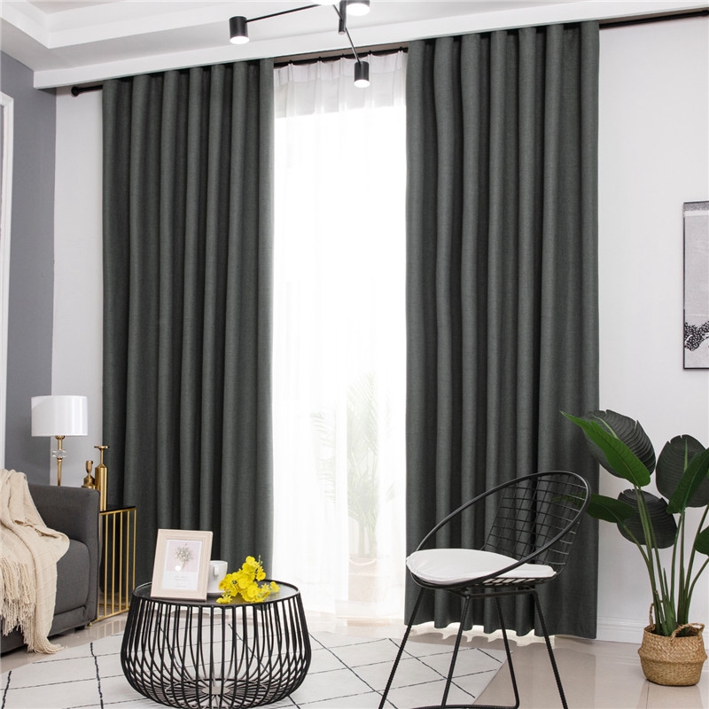 Solid Color 100% Blackout Curtains For Living Room Linen ...