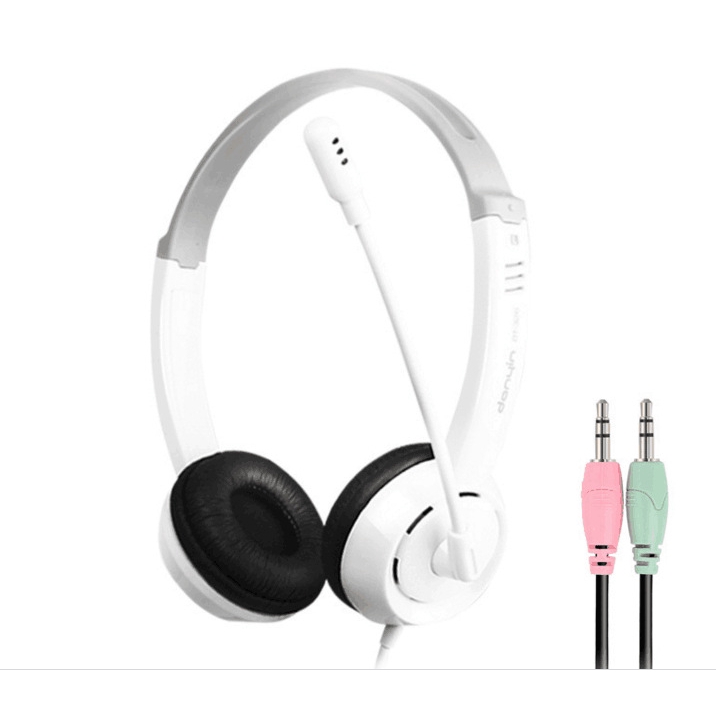 white headphones with mic