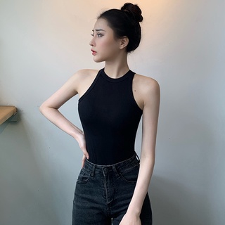 Image of thu nhỏ Black Outer Wear Small Halter Camisole Women Summer Inner Round Neck Yoga Sleeveless t-Shirt Tight Hot Girl Bottoming Shirt #1