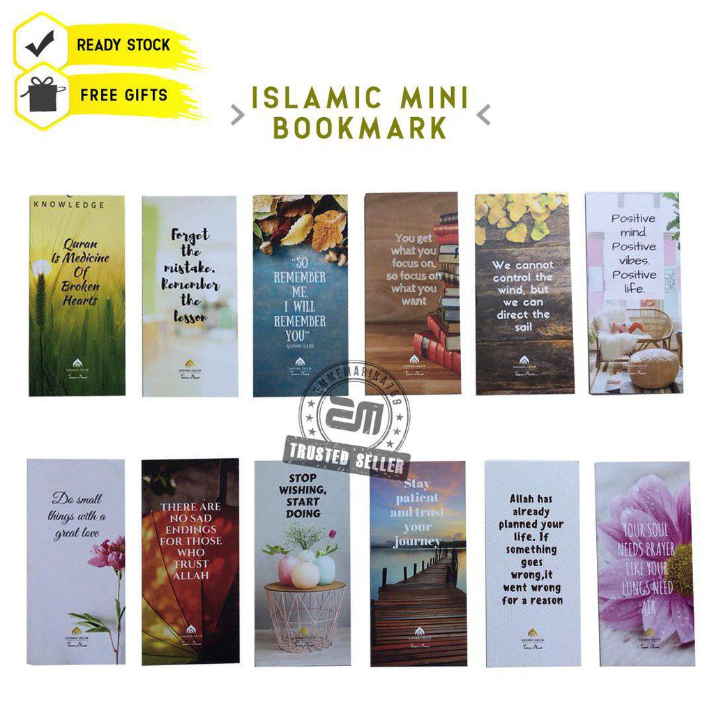 Shop Malaysia 101pcs Bookmark Freegift Islamic Mini Doorgift Thank You Card Motivational Quotes Penanda Buku Penunjuk Al Quran Mengaji Shopee Singapore
