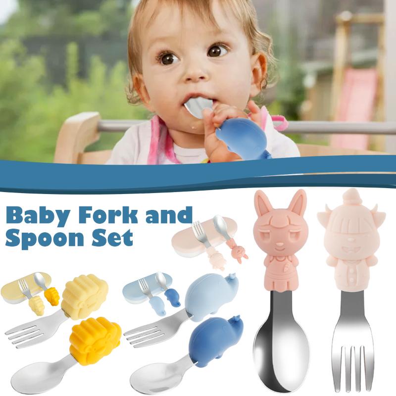 Details about   Baby Utensil Set Fork Spoon Self Eating Stainless Steel Material PJ Masks Design 