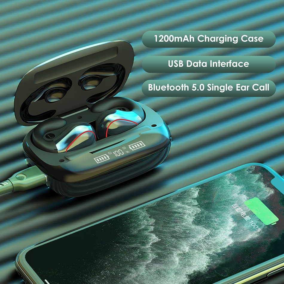 true wireless bluetooth earbuds with 1200mah charging case