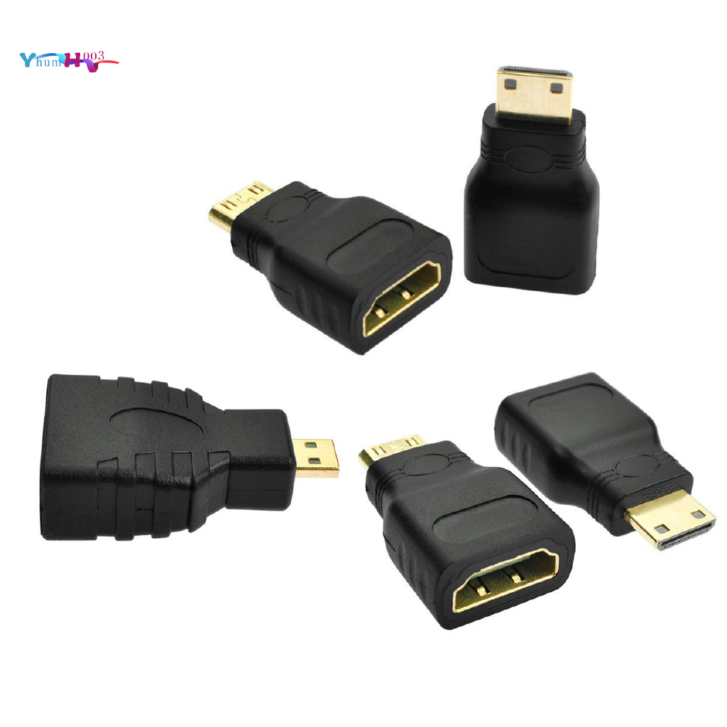{5 Pack Mini HDMI Adapter Gold Plated Mini HDMI Male to HDMI Female High Speed HDMI Type C to