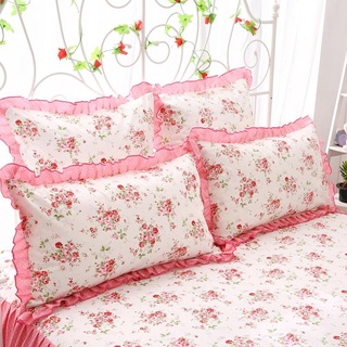 Abreeze Lace Design Beautiful Korean Bedding Sets Romantic White Ruffle Duvet Cover Sets 4-Piece,White Twin 