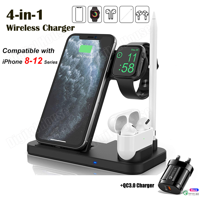 4 In 1 Wireless Charger Updated Version Qi Certified Fast Charging Station Portable Foldable