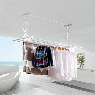 Diy Ceiling Mounted String Chain Laundry Drying Rack 713mm Installation Not Provided Poles Length 180cm Sho Singapore