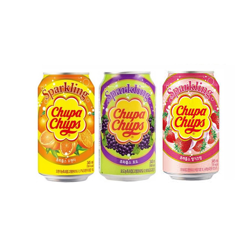 Sparkling Chupa Chups Soda Drink Can Grape / Stawberry Milk - 345 ml ...