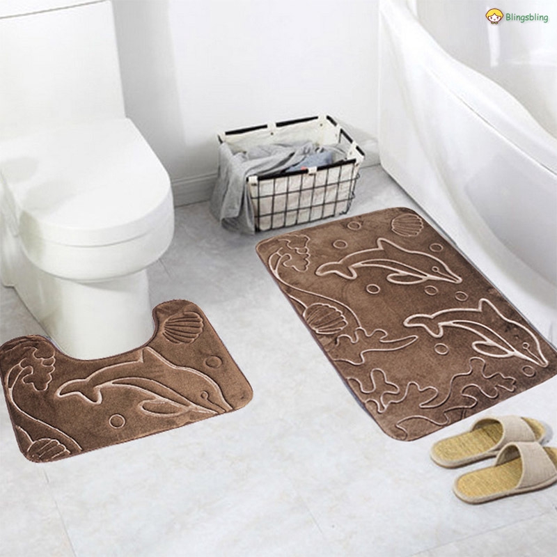 2pcs Modern Bathroom Bath Mat Floor Shower Rug Carpet Pad Toilet Rugs Sets Hot Home Garden Bathmats Rugs Toilet Covers